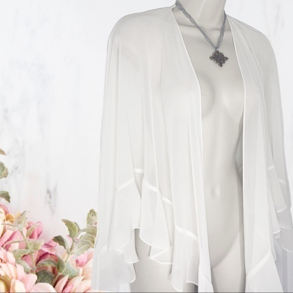chiffon cape white from saks fifth avenue
